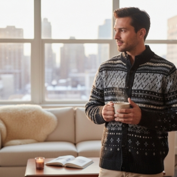 LRG Men's Black and Gray Cardigan Sweater - Picture 2 of 7